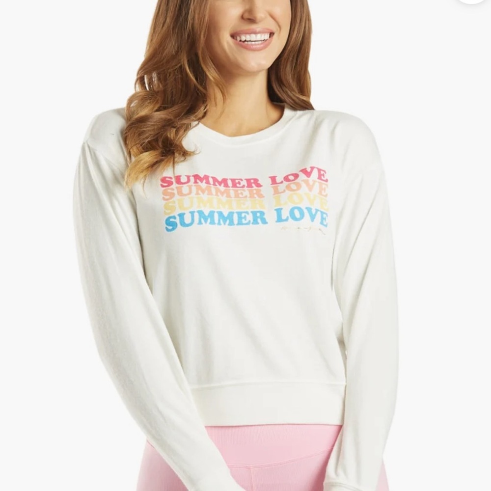 Spiritual Gangster White 'Summer Love' Graphic Savasana Sweatshirt Sz XL